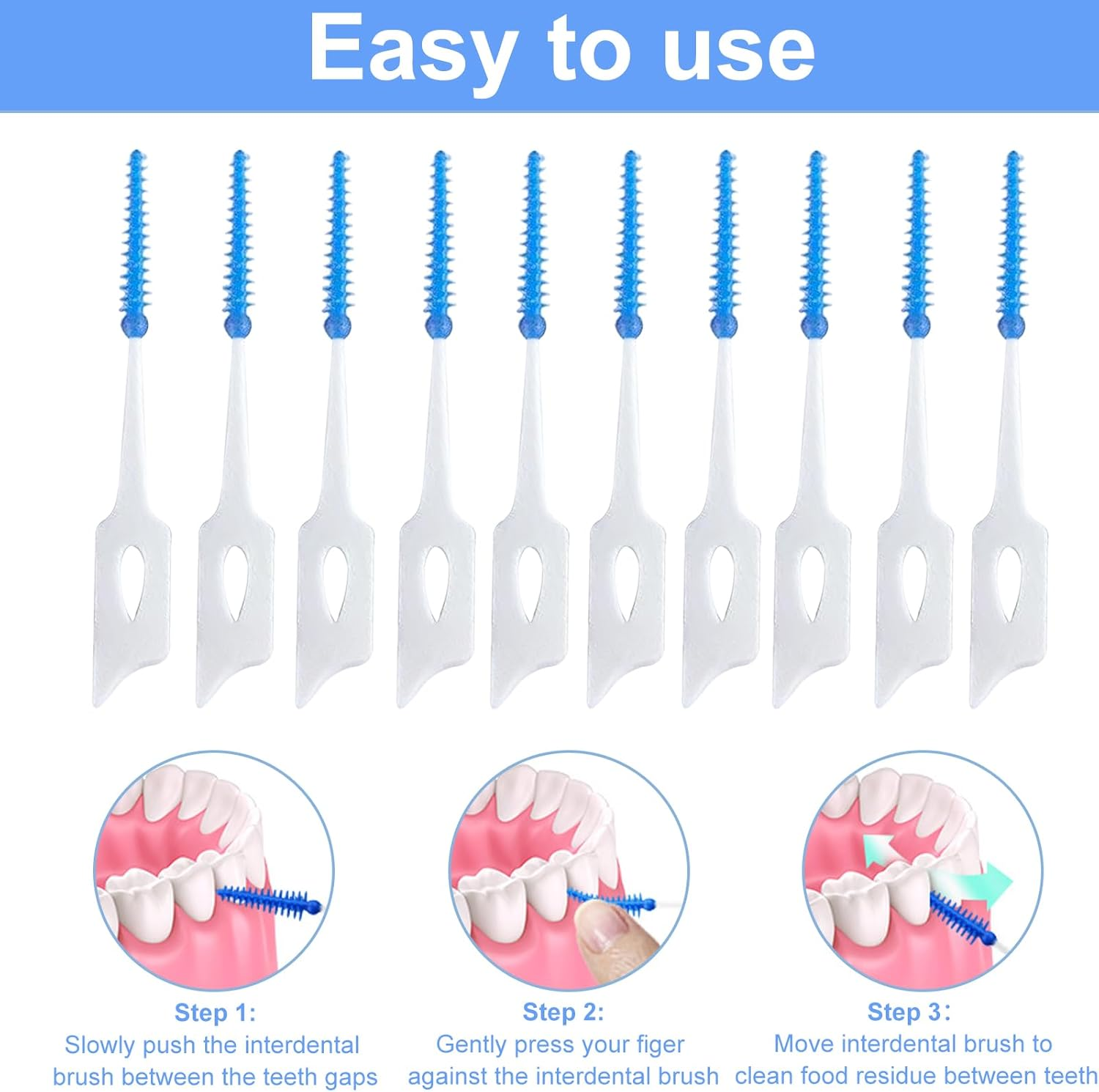 Interdental Brushes, Silicone Toothpicks, Floss Sticks, Efficient Cleaning, Narrow Gaps, Blue Teepees Toothbrushes for Mouth Cleaning, 220 Pieces image number 3