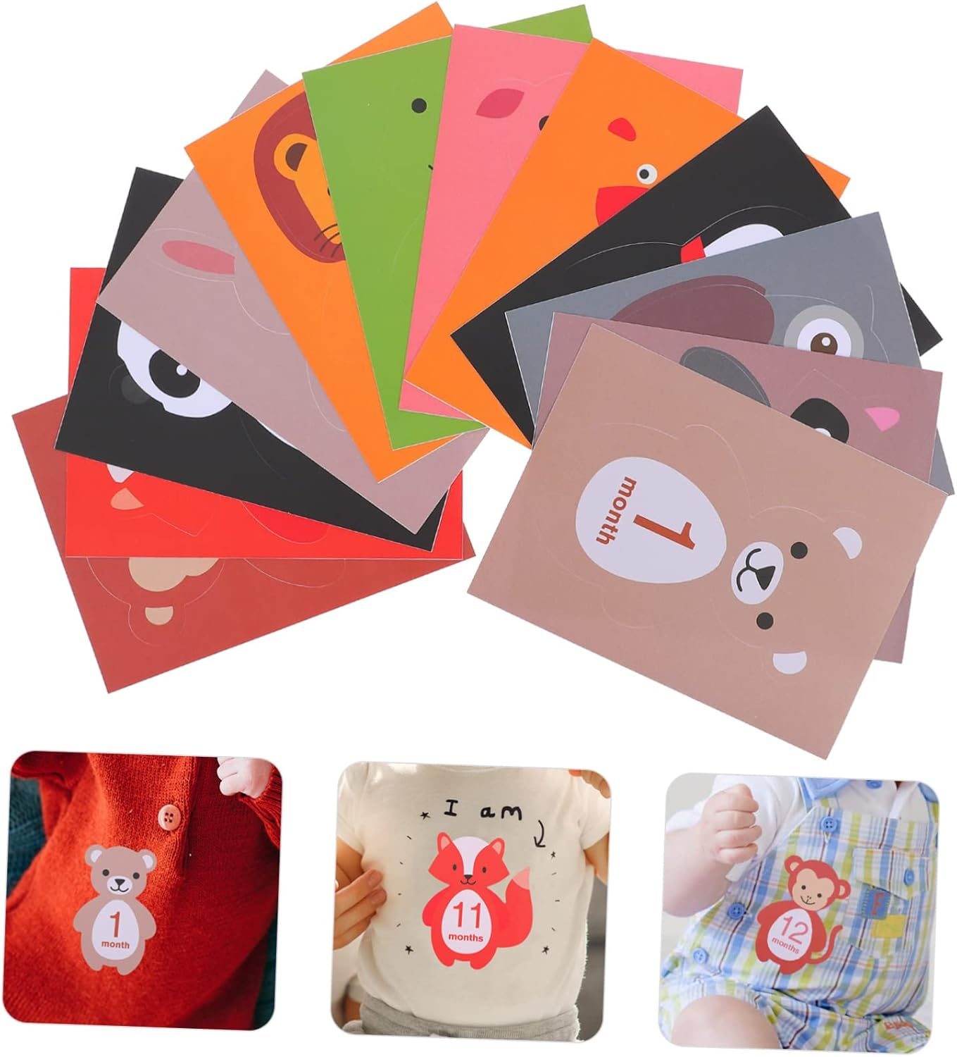 24Pcs Milestone Decals Animal Theme Growth Stickers for Newborns and Unique Photo Props to Capture First Year Memories Shower Gift image number 3