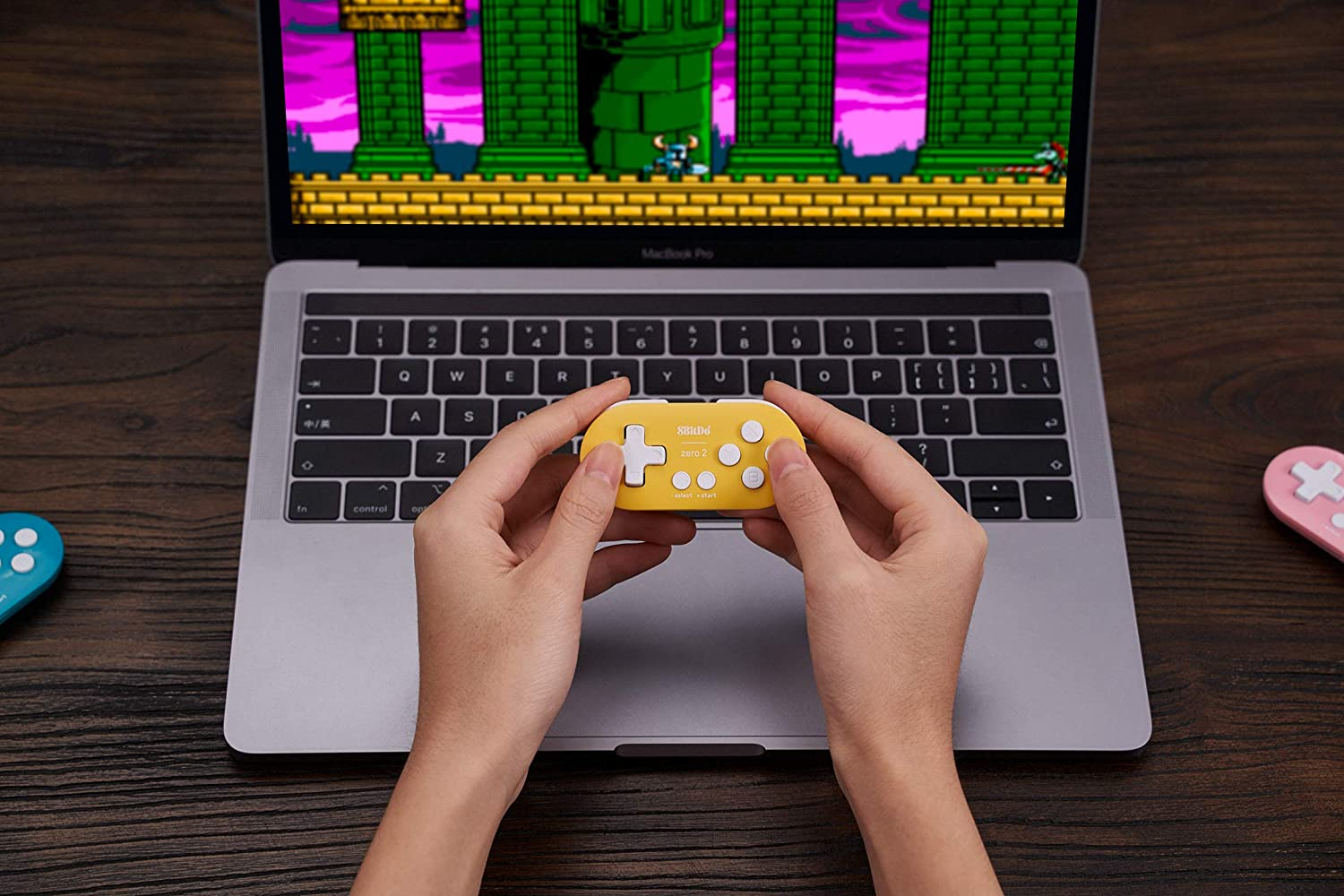 8Bitdo Zero 2 Bluetooth Gamepad Key Chain Sized Mini Controller for Switch, Windows, Android, Macos with a Commemorative Brooch(Yellow Edition) image number 5