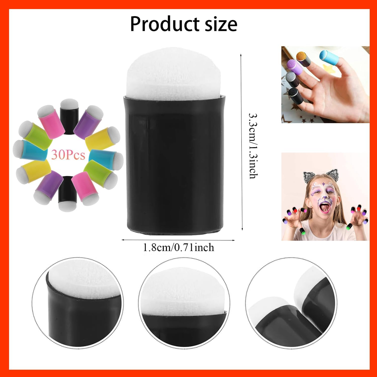 Xinghonyac 30 Pcs Finger Sponge Daubers, Finger Painting Sponge, round Sponge Brushes, Finger Paint Doodle Sponge for Handmade DIY, Painting Production, Hand-Painted Handbook