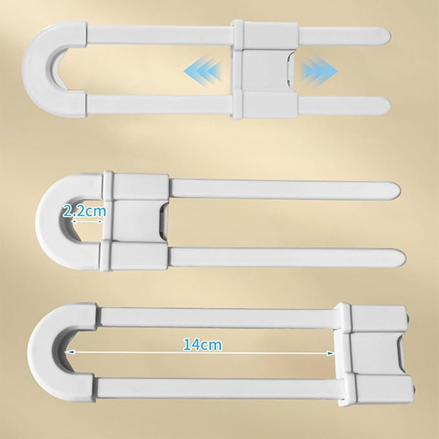 LYSAIMG Sliding Cabinet Locks Child Safety,6Pcs Adjustable Baby Proofing for Both Cabinet Knob and Cabinet Handle,Without Drilling or Adhesive,Proof Your Kitchen,Bathroom,Storage Door (White) image number 1