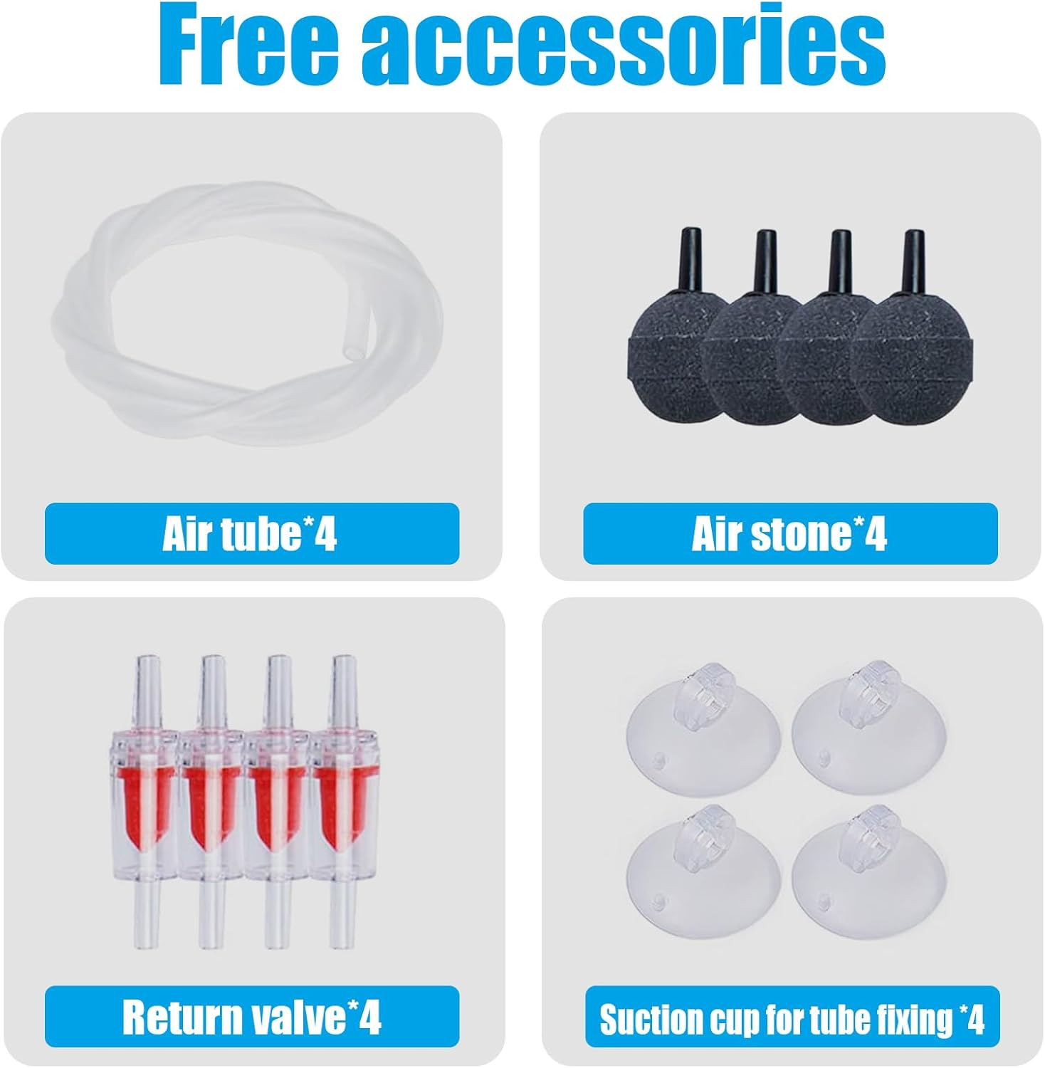 XIULIUU Aquarium Air Pump, 300GPH 4 Outlets Corded Electric Fish Tank Oxygen Pump, Ultra Quiet Aquarium Bubbler for up to 1200 Liters Fish and Turtle Freshwater Saltwater Tank image number 5