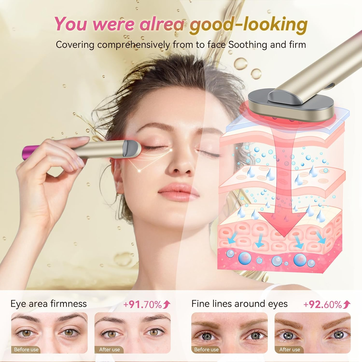 7 in 1 Red-Light-Therapy，Red Light Therapy for Face Eye Skincare Equipment at Home，Red for Skincare & Blue Rejuvenation Tool (Rose Purple) - Gradient Purple Pink image number 2