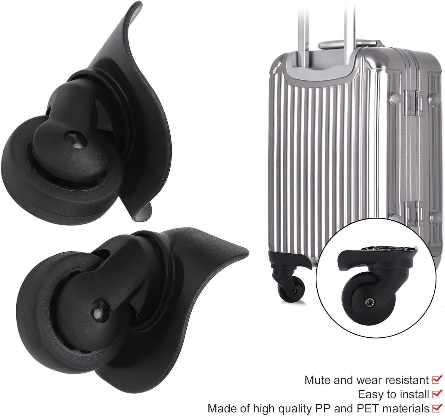 ANKROYU 1 Pair A53 Universal Travel Suitcase Wheel, Trolley Case Luggage Wheel, Suitcase Luggage Casters, Replacement Luggage Cases Wheel for Outdoor Travel image number 2