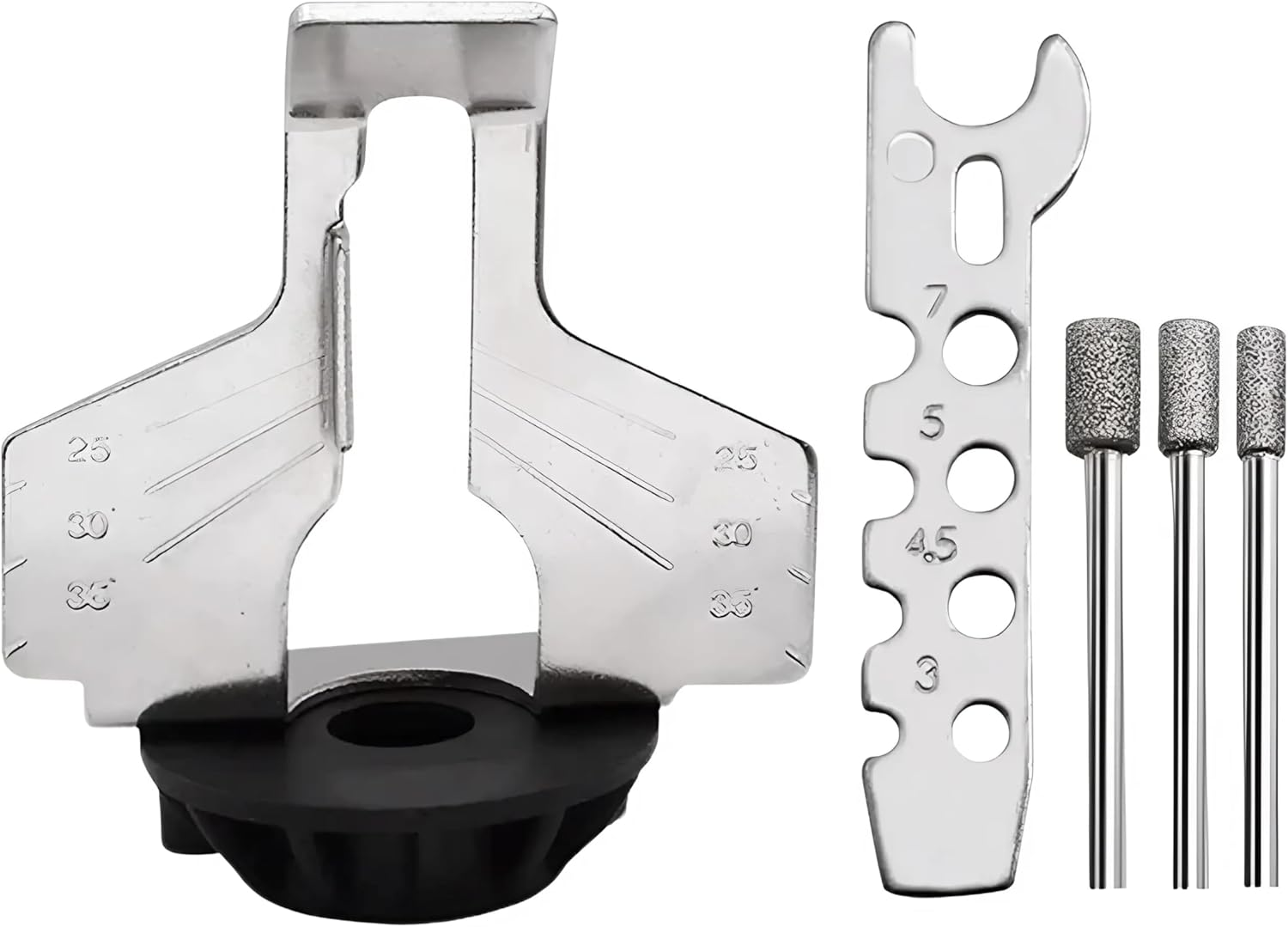 EZONEDEAL Electric Grinder Dedicated Chainsaw Sharpening Attachment Kit Rotary Tool Accessory Kit Chain Saw Blade Teeth Sharpener Attachment Angle Guide Diamond Burr Grinding Stone Files image number 2