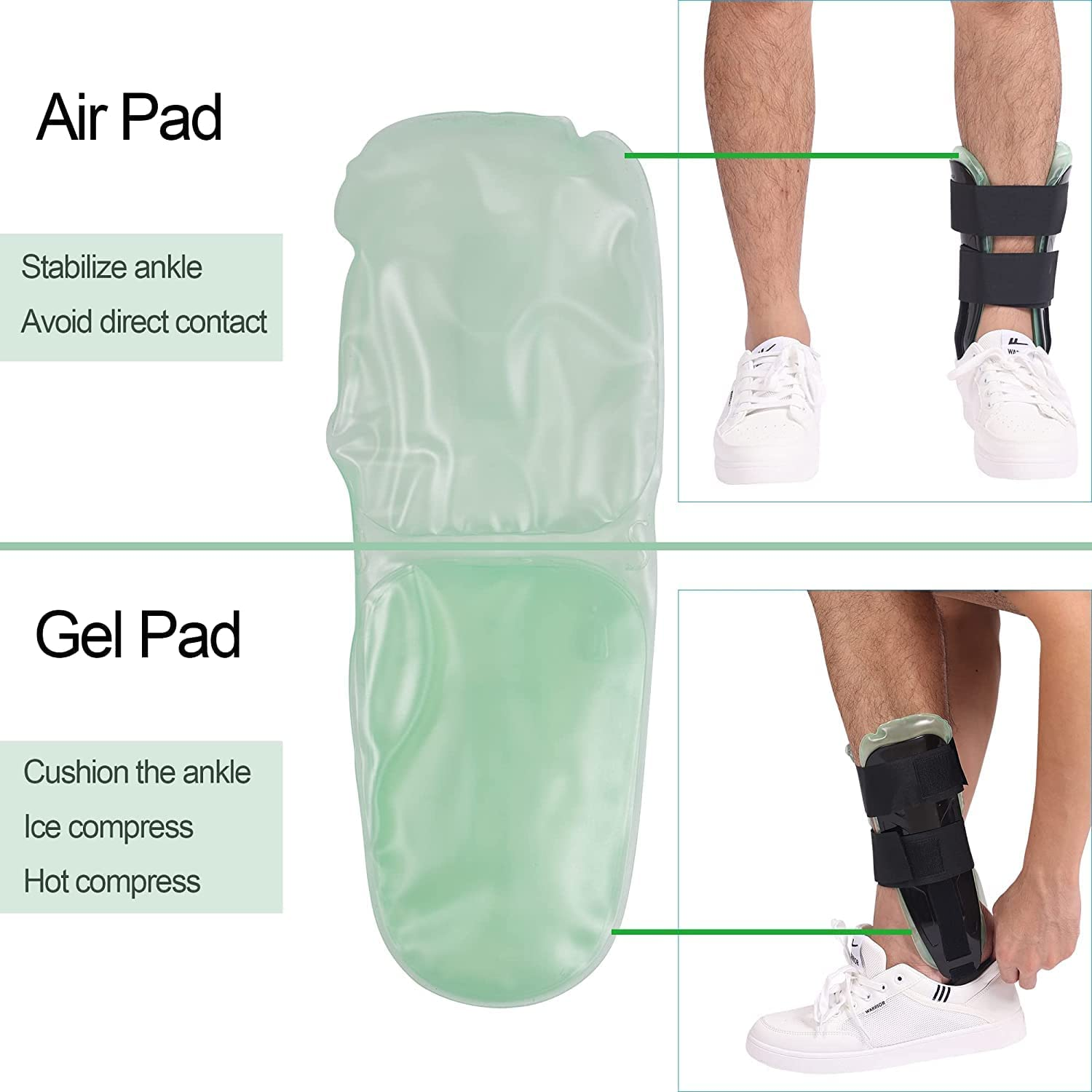 Air Gel Ankle Brace - Stirrup Ankle Splint - Adjustable Rigid Stabilizer for Sprains, Strains, Post-Op Cast Support and Injury Protection image number 5