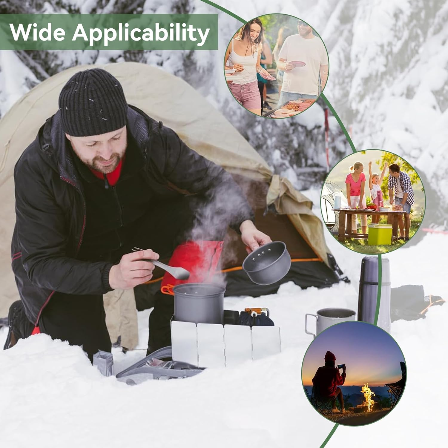 Portable Camp Stove Wind Screen Shield with Carrying Bag, 10 Plates Folding Outdoor Camping Picnic Cooker Stove Ultralight Wind Screen, Heat-Resistant Foldable Wind Guard for Gas & Butane Stoves (10) image number 5