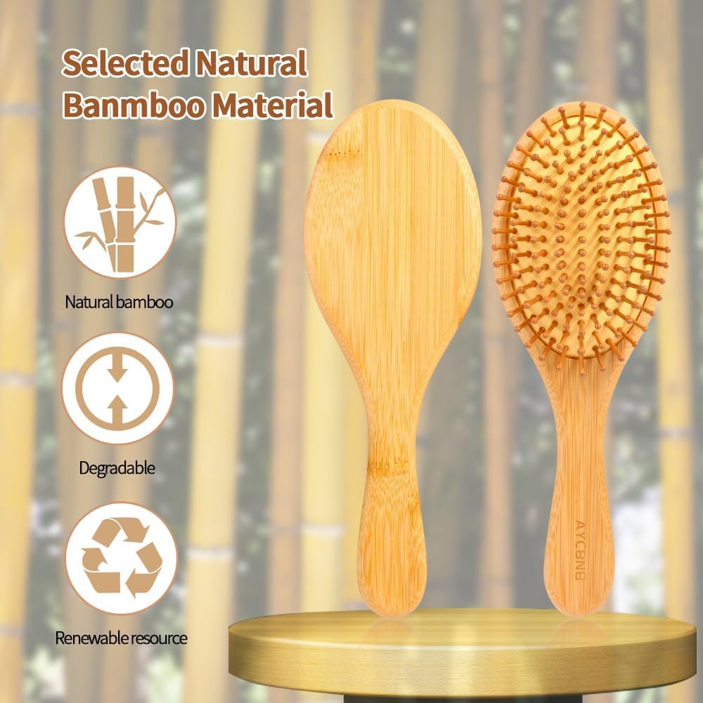 Bamboo Hair Brush for Hair Growth, Natural Bamboo Bristles Detangling Wooden Paddle Hairbrush for Massaging Scalp, for Women Men and Kids, for Dry,Curly,Thick,Thin and Straight Hair image number 5