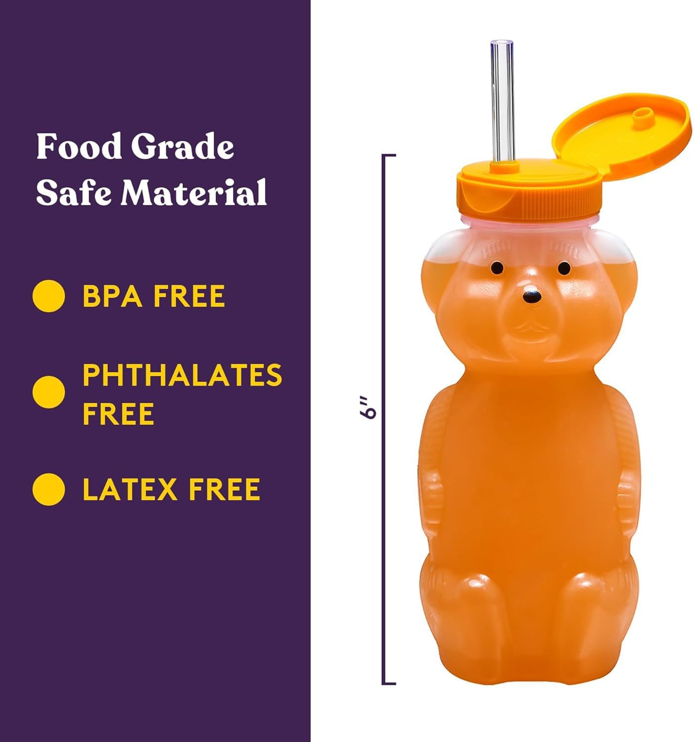 WDOPEN 3 Pack 8 Fluid Oz Plastic Bear Honey Bottle Jars, Honey Squeeze Bottle Empty with Flip-Top Lid for Storing and Dispensing image number 6