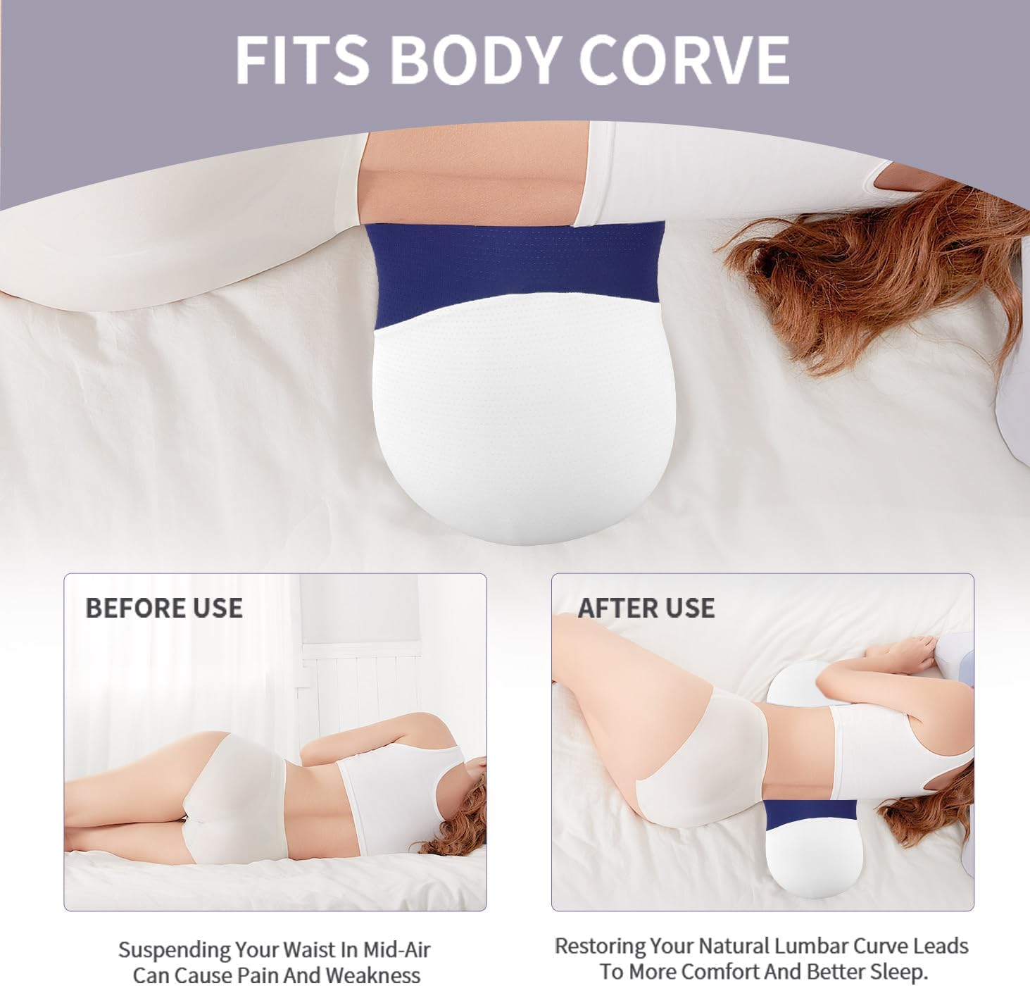 Menlo Park Lower Back Pain Relief Pillow,Memory Foam Back Waist Pillows for Bed,Lumbar Support Pillow for Sleeping,Bed Rest Pillow with Cooling Breathable Pillowcase image number 2