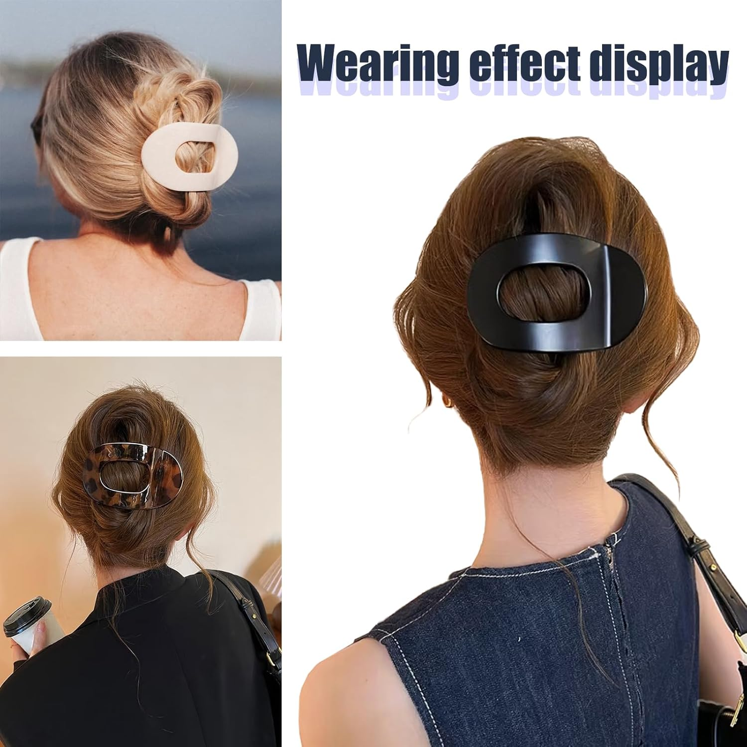 LIANRISES 6Pcs Flat Claw Clip Hair Clips for Women Fine Thin Thick Hair, Curved Design for Lying Driving, Matte image number 1