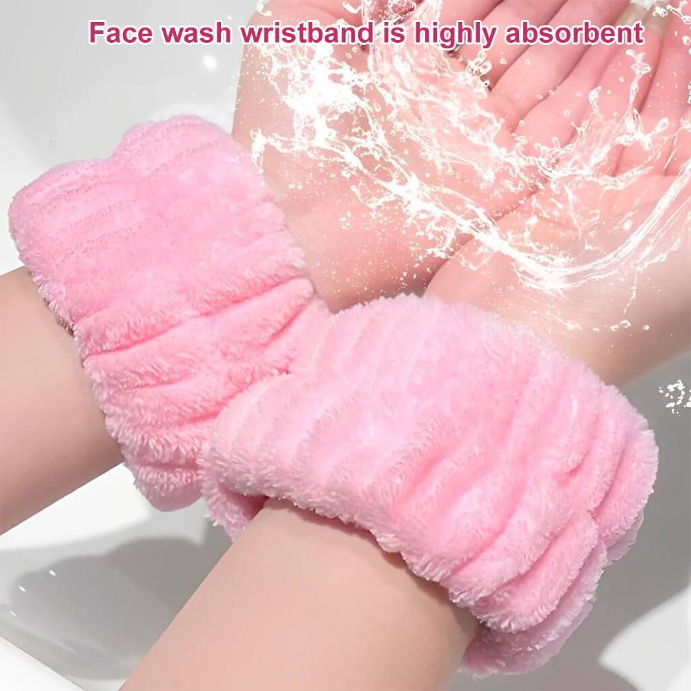 Hair Band Cosmetic Headband, Headband Hand Strap Set, Face Wash Headband, Skin Care Headband, Women'S Spa Hair Band, Daily Wear, Yoga, Sports, Skin Care, Cleaning, Pink image number 2