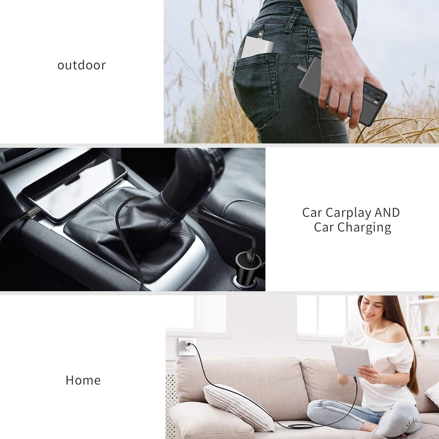 USB C Cable (1M 2-Pack), USB a to USB C Fast Charging Cord Nylon Braided Compatible with Iphone 17/16/15 Galaxy S25 S24 S23 S22 S21 A51 S10 S9, and Other USB C Devices-Black image number 4