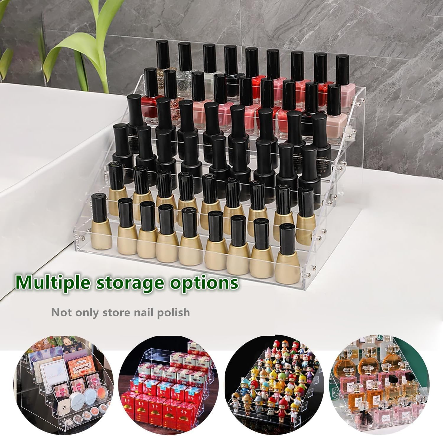6-Layer Acrylic Nail Polish Organizer Rack,Nail Polish Organizer,Can Store Eye Shadow Tray, Cosmetics, Sunglasses Display Rack, Nail Polish Display Rack,Clear image number 4