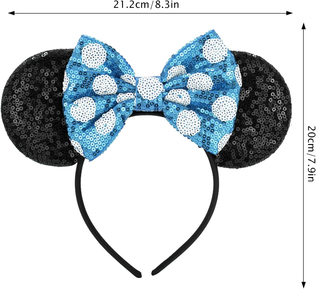 Mouse Ears Headband, Shiny Sequin Bow Headband Stitch Ears Glitter Headband Sparkly Cosplay Party Headband for Kids Girls Women Birthday Halloween Party Decoration Gifts Accessories Y4LPLSFG (Blue) image number 4
