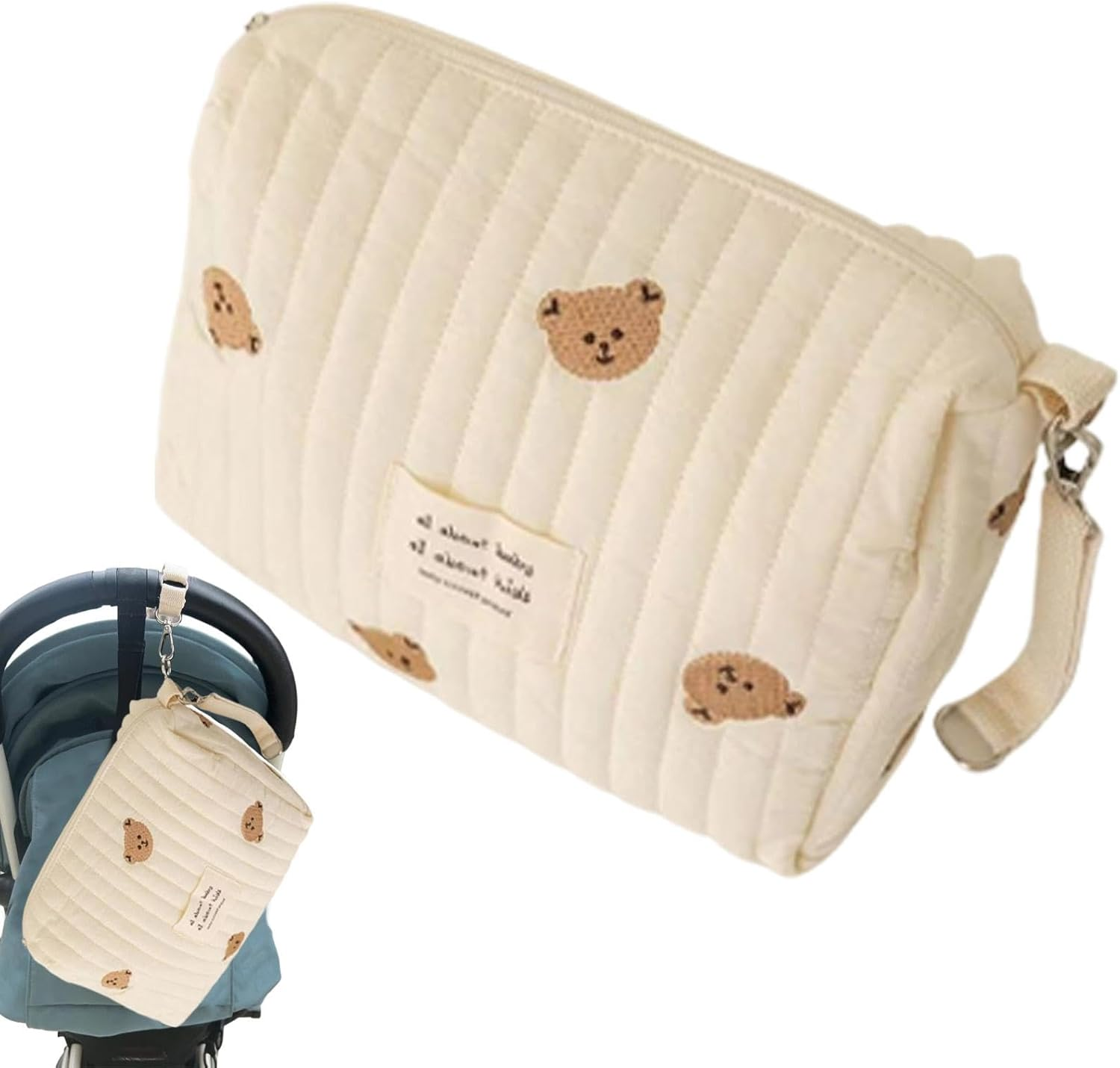 Toddler Diaper Bag, Spacious Portable Nappy Pouch, Baby Stroller Diaper Storage Organizer, Lightweight and Stable Design, 9.84X6.69X3.94In, Ideal for Outdoor, Shopping, Travel image number 6