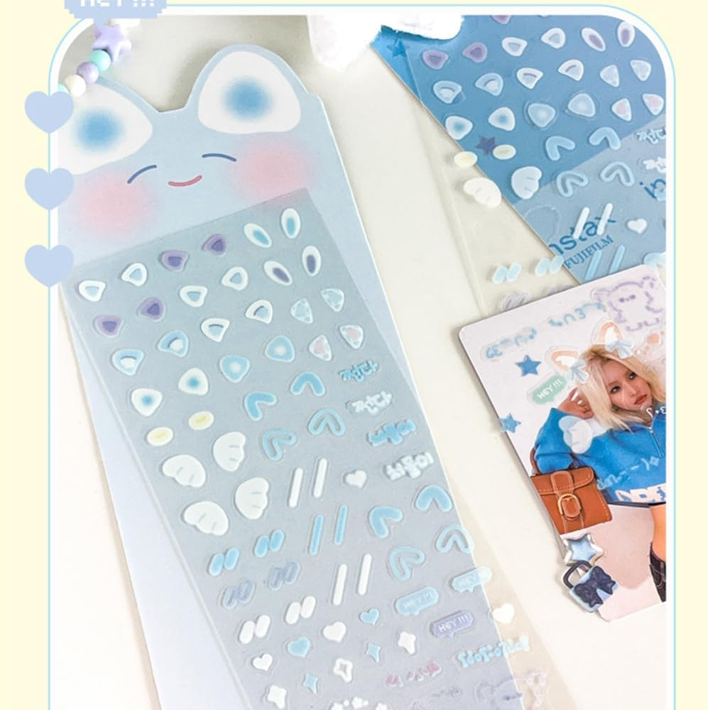 4Sheets Korean Deco Kpop Stickers for Photocards - Cute Kawaii Rabbit Bear Mouse Dog Ear Stickers - Sheets for Journal Scrapbook & Planner - Multiple Colors image number 3