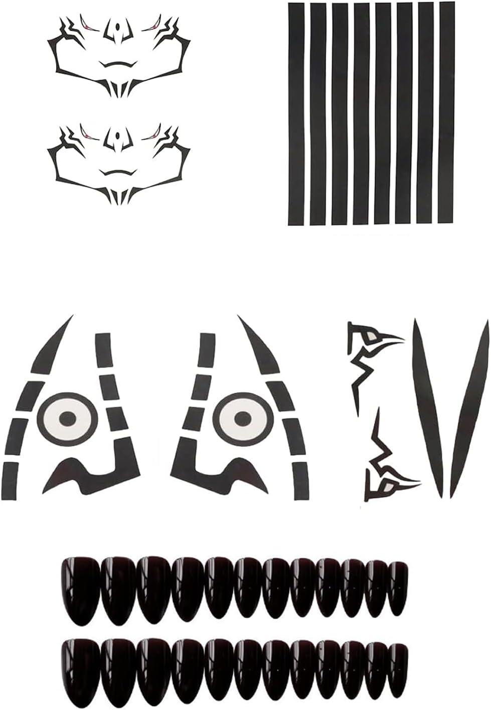 TLSDDTY Ryomen Sukuna Tattoo Stickers Anime Cosplay Temporary Tattoos Body Face Wrist Stickers Makeup Props + Keychain (8481) image number 1