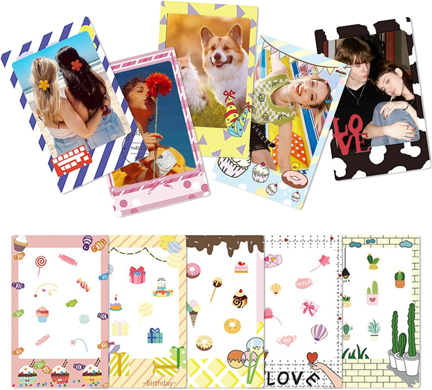 Photo Instant Films Stickers 10Pcs Colorful Picture Border Stickers Films Frame Decorative Sticker DIY Scrapbook Stickers for 2X3 Picture Polaroid Fujifilm Instax Mini Instant Film (Love)