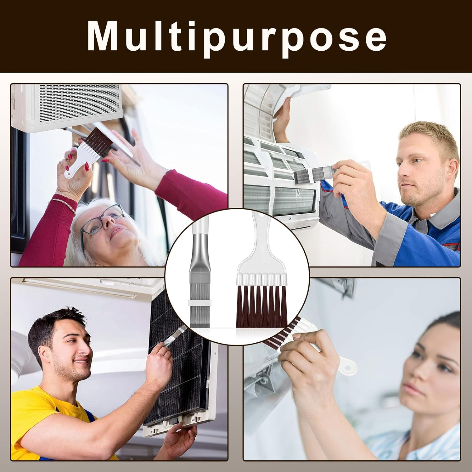 Lamellar Comb, Pack of 2 Slat Comb Dryer, Condenser Comb Dryer, Condenser Stainless Steel Radiator, Dryer Cleaning Brush, for Cleaning Air Conditioners, Refrigerators, Evaporators image number 5