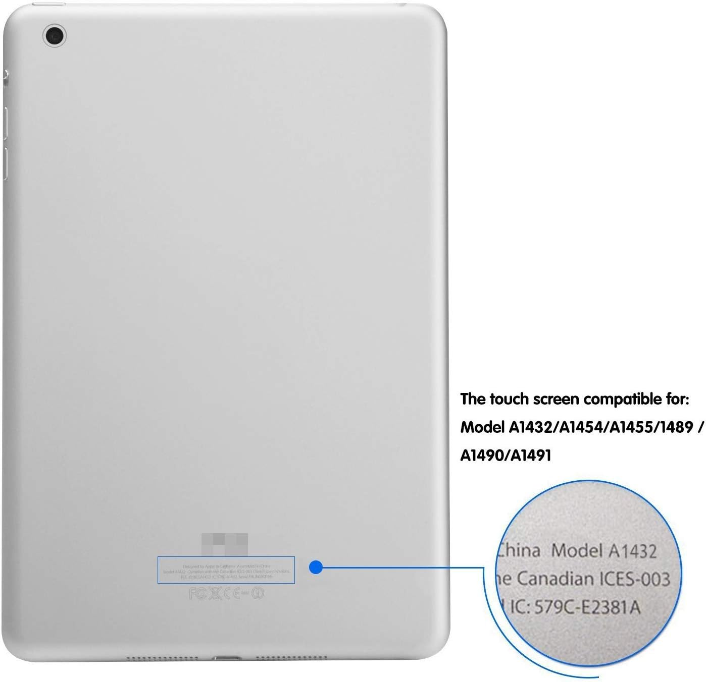 White Digitizer Repair Kit for Ipad Mini 1&2 A1432 A1489 Touch Screen Digitizer with IC Chip + Home Button + Tools + Pre-Installed Adhesive image number 5