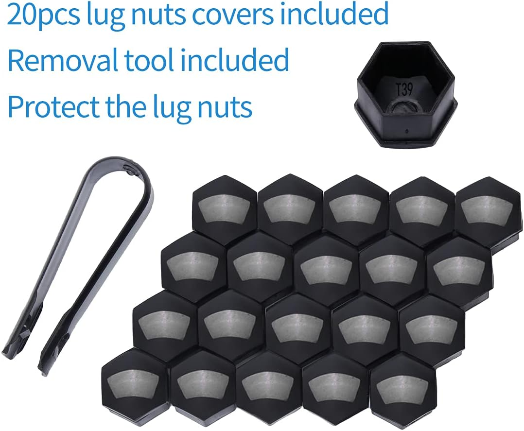 20 Pcs M12X1.25 Black 6 Spline Lug Nuts with Socket Key - anti Theft, 1.38" Long image number 3