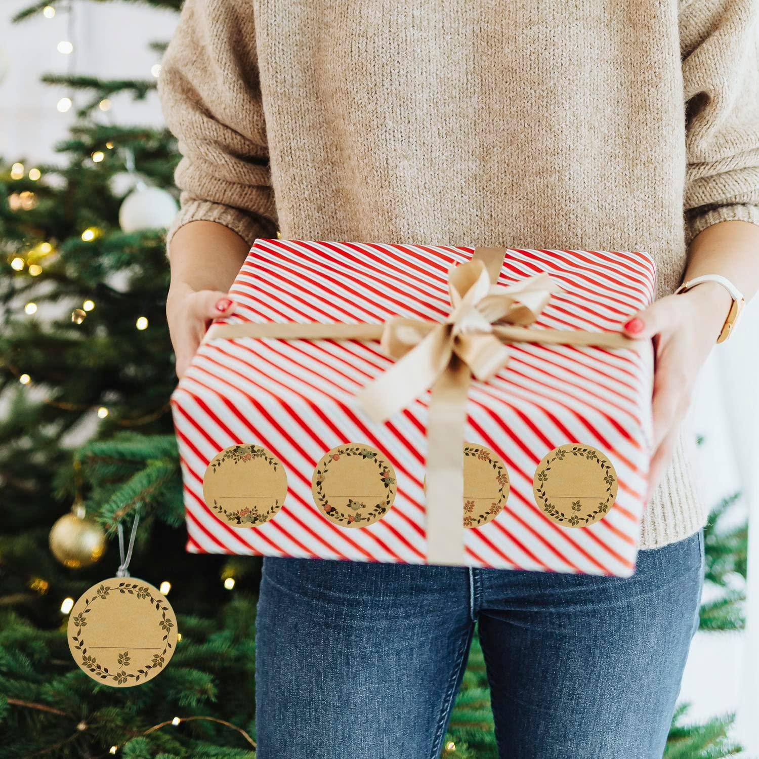 500Pcs Sticky Labels,Self Adhesive Labels,Natural Kraft round Labels,Food Labels,Self-Adhesive Blank Labels for Jam Tubes,Bottles,Baked Goods,Gifts,Envelopes（Brown-1 - Brown-3 image number 2