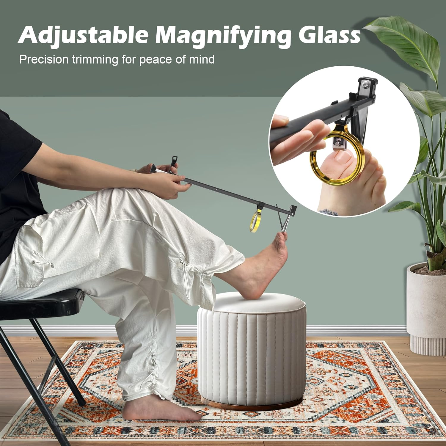 DEPSUNNY Long Handle Toenail Clippers with Magnifier -Wide Jaw & Ergonomic Design for Seniors, Arthritis & Limited Mobility | Heavy-Duty, No-Bend Trimming(40Cm, Black) image number 3