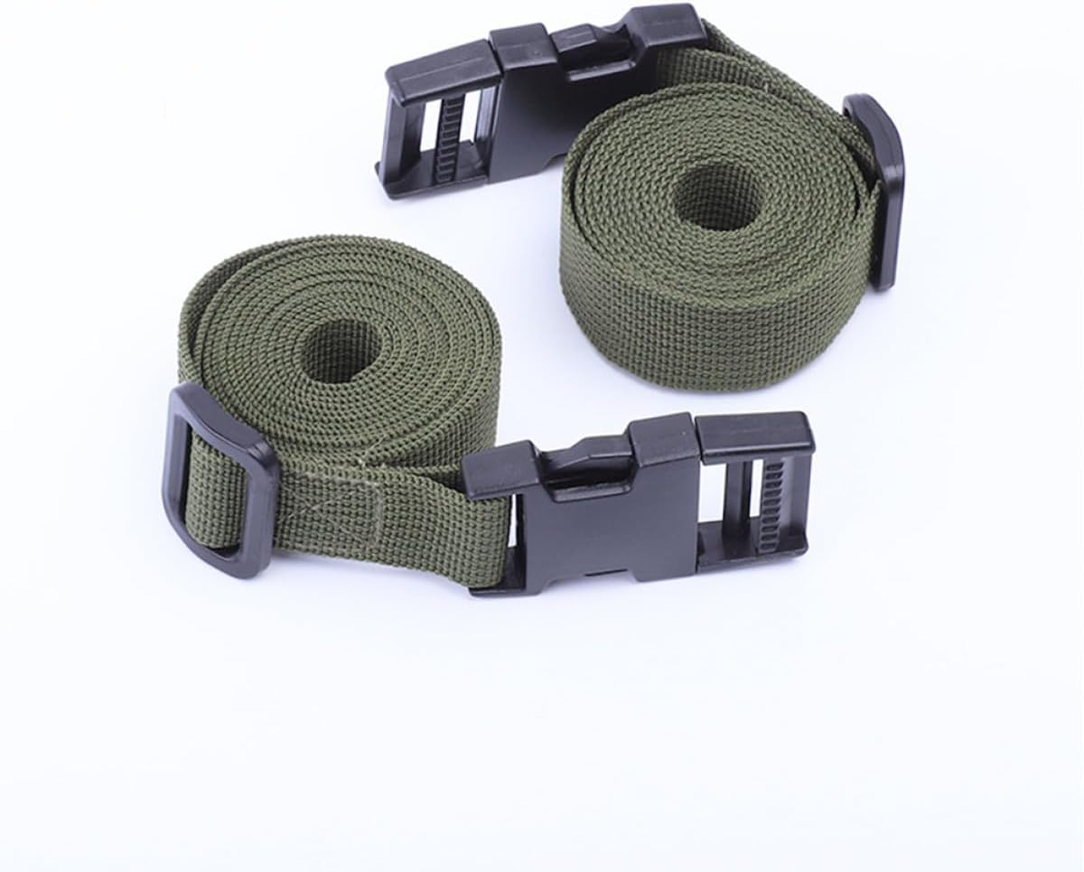 CIMAXIC 2Pcs Military Green Tie down Straps with Buckle for Camping and Outdoor Gear Nylon Lashing Straps for Backpacks Luggage Fastening Belt for Secure Cargo and Travel