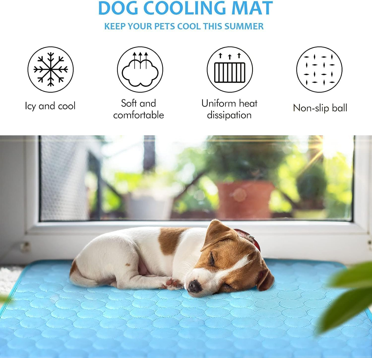 Kiuiom Self-Cooling Dog Mat, Dog Summer Cooling Pad, Pet Cooling Mat, Dog Blanket, Cold Gel Pad Mat for Dog Kennels, Beds, Washable Dog Bed for Home, on the Go Car