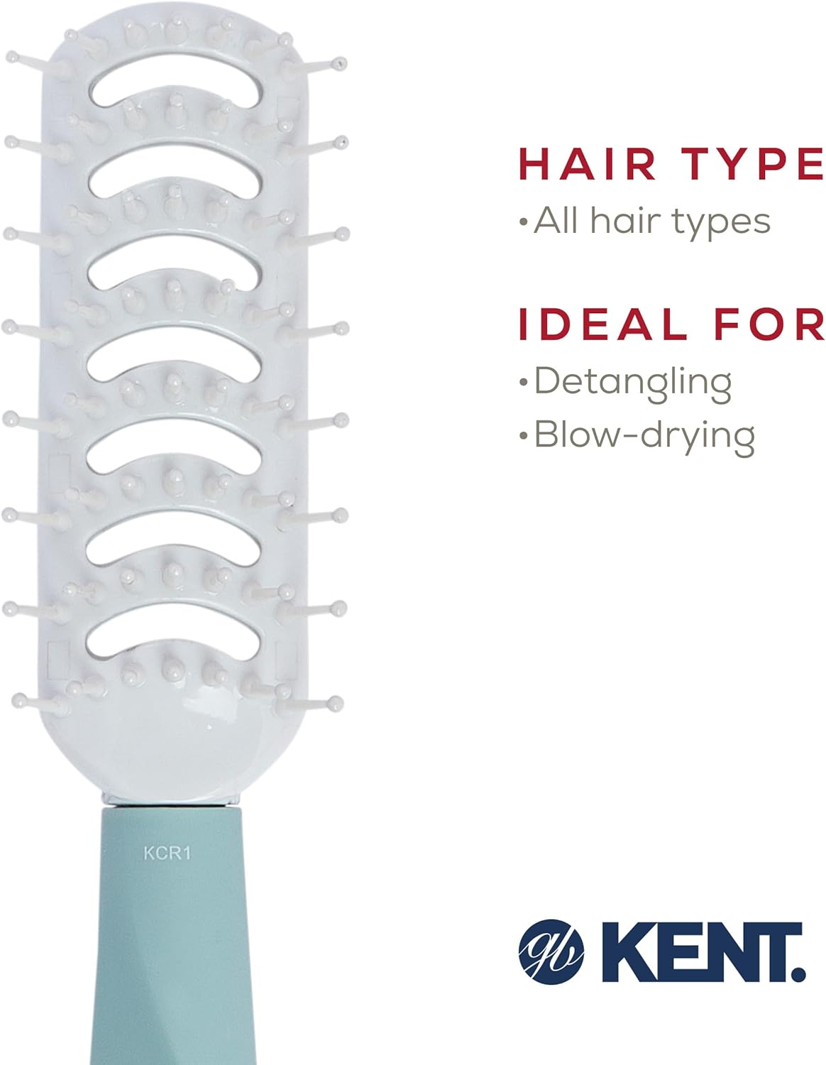 Kent KCR1 "Create" Vented Hair Brush for Blowdrying, Creating Root Lift, and Volume in All Hair Types - Small Vent Brush with Green Ergonomic Handle and Soft Ball Tipped Bristles for Pain Free Use image number 1