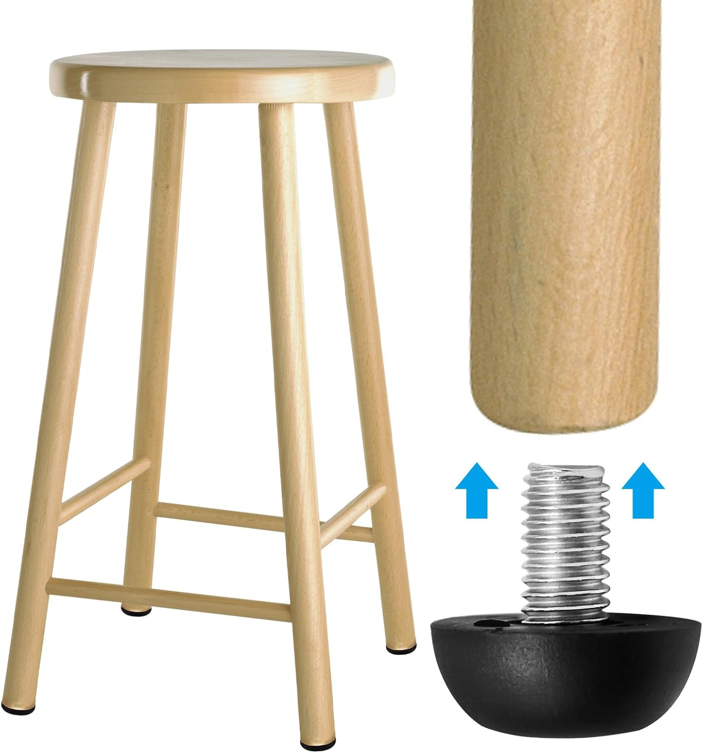 8Mm X 1.25 M8 Leveling Feet Adjustable Furniture Leg Leveler Replacement Outdoor Patio Stainless Steel Screw-In Leveling Feet Glides (16PCS) image number 6