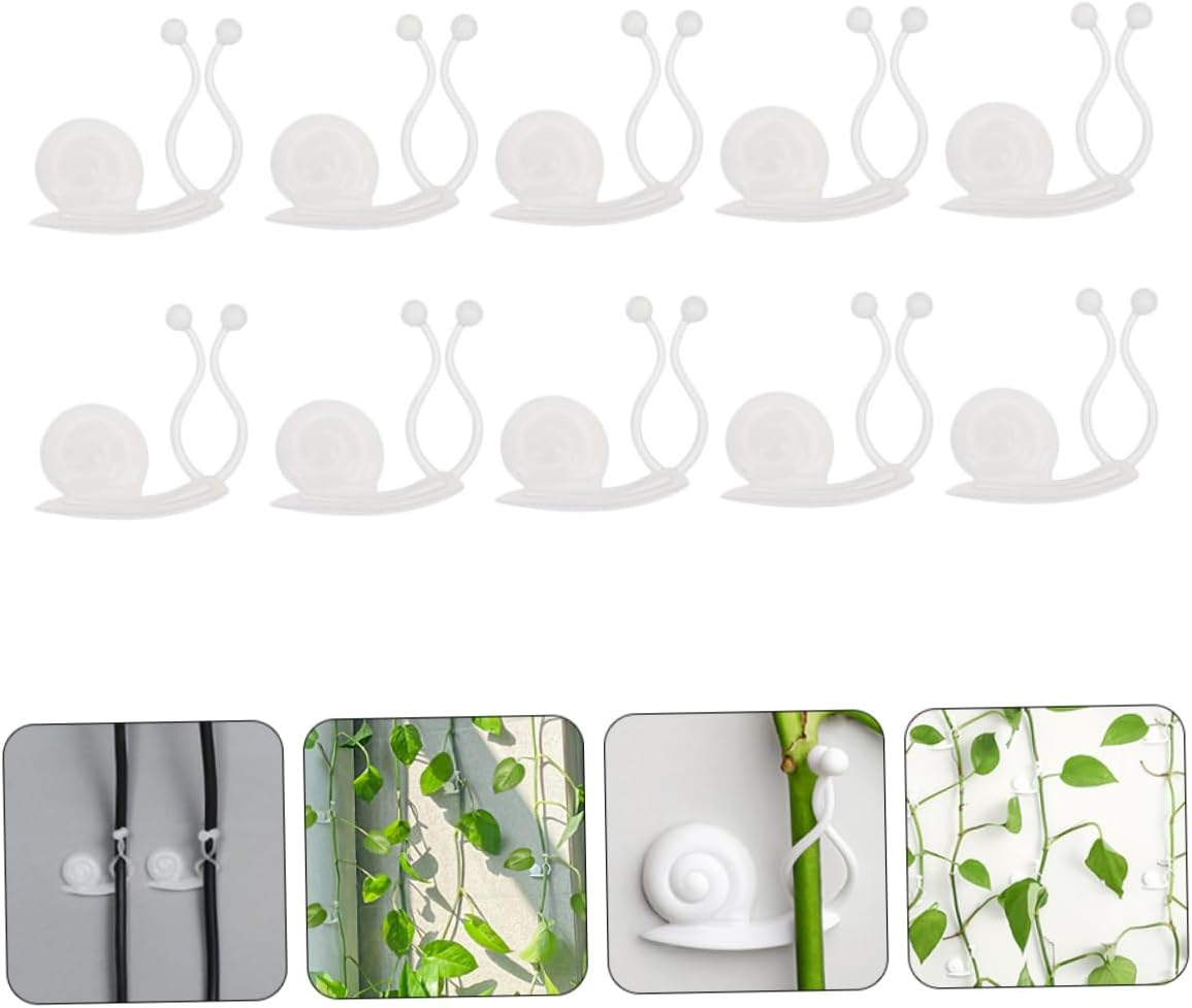 Yardenfun 10Pcs Plant Climbing Wall Fixing Clips Self-Adhesive Vines Holders Indoor Garden Plant Fixture Accessories for Wall-Mounted Vine Support - White image number 6