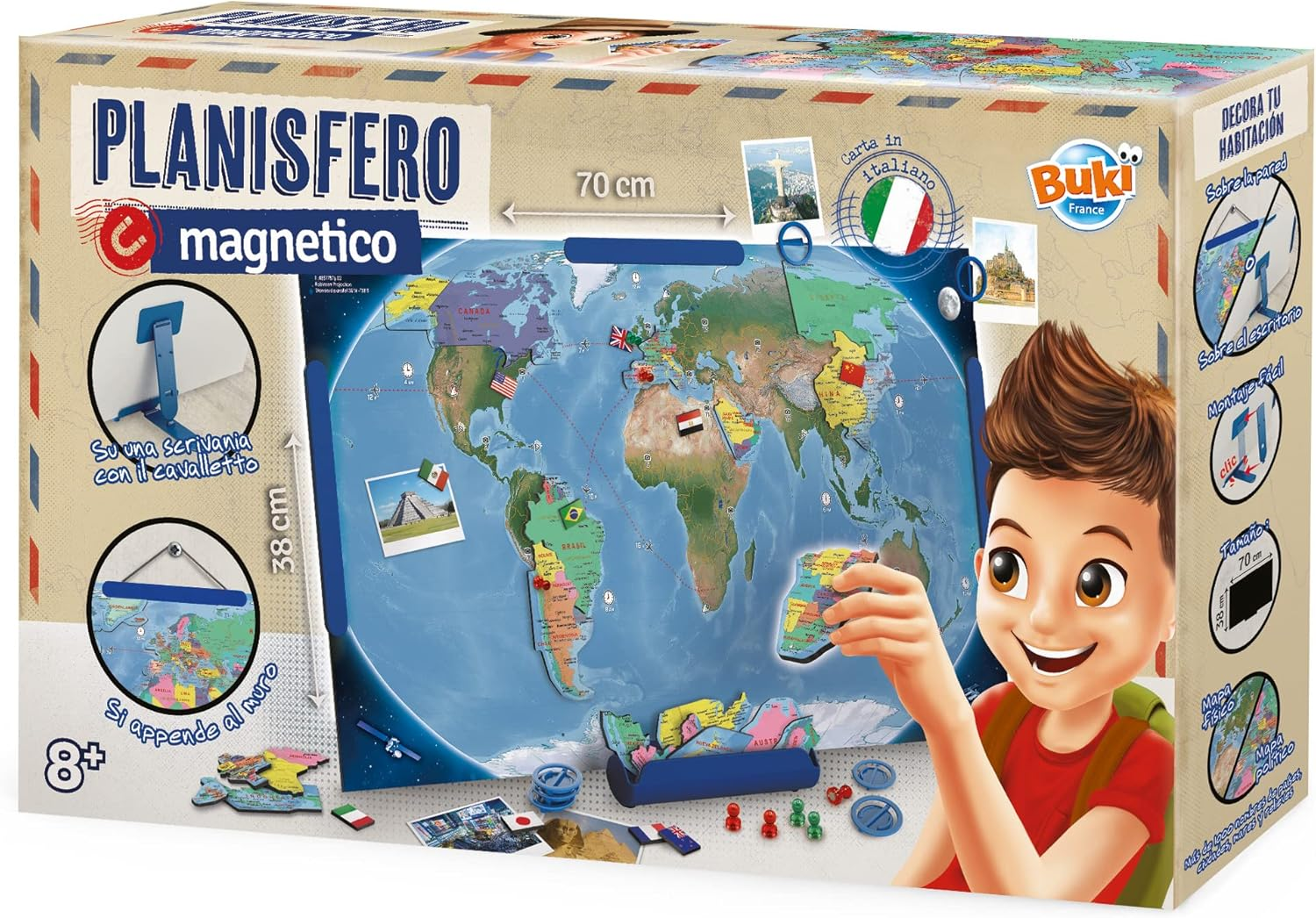 BUKI France 7346IT Magnetic World Map Italian Version image number 1