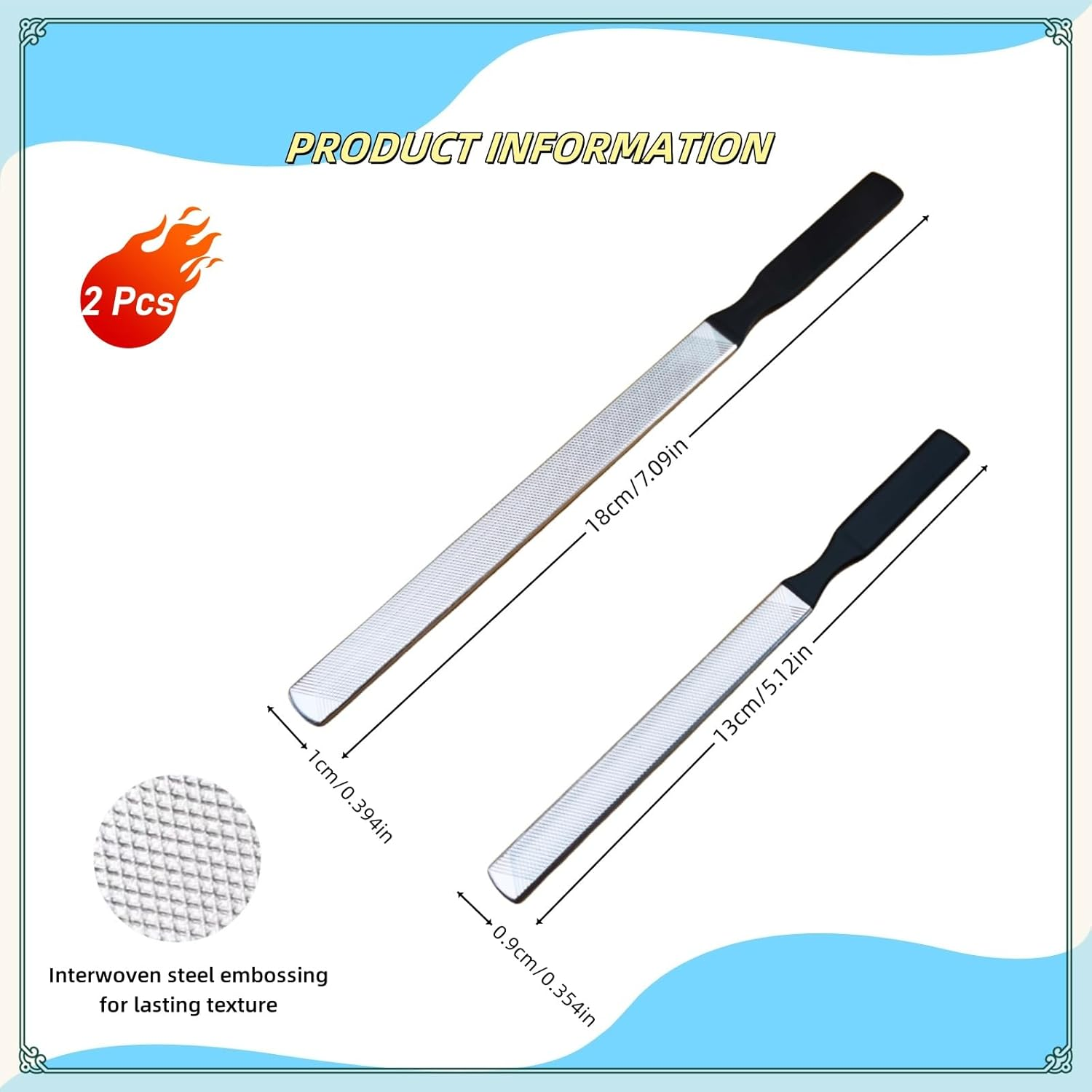 2 Pcs Professional Stainless Steel Nail Files for Thick Nails - Toenail & Fingernail Files Set for Natural Nails, Heavy Duty Metal Nail File Kit for Woman, Men, Seniors, Dogs, Ergonomic Grip image number 2