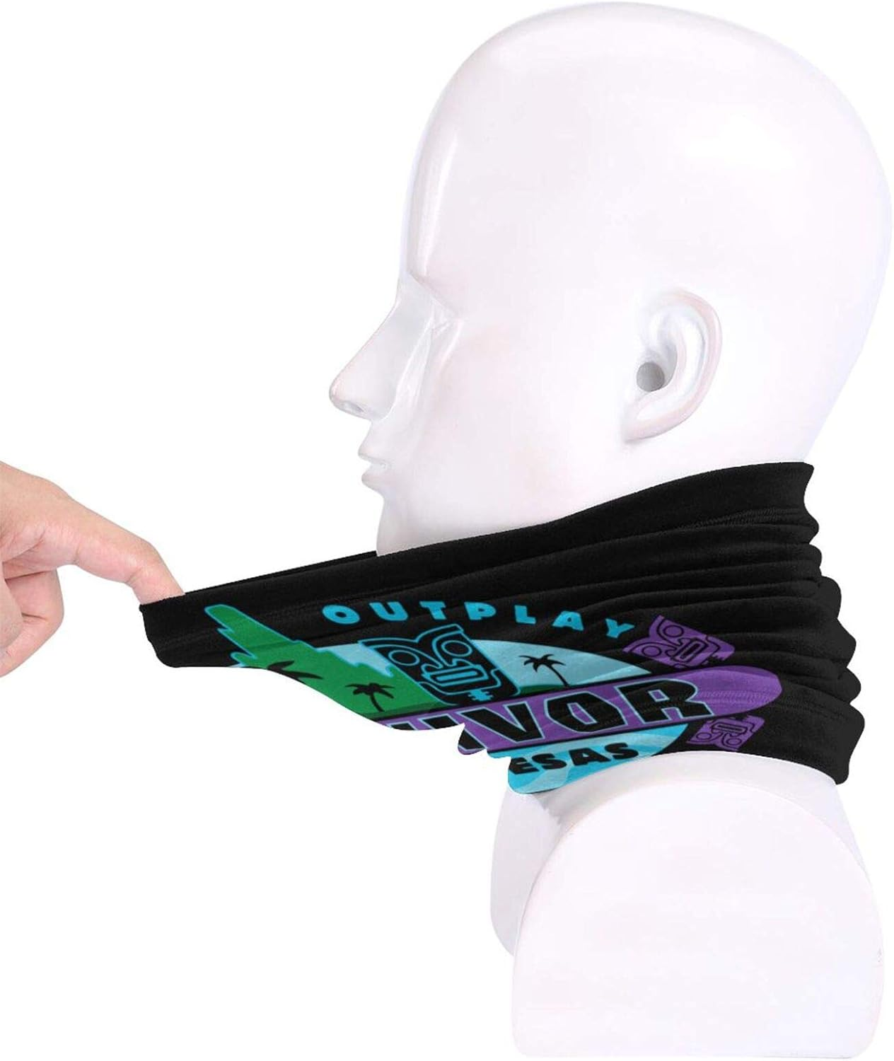 Face Cover Mouth Mask Scarf Bandanas Neck Gaiter Sun Protection for Outdoors Black image number 3