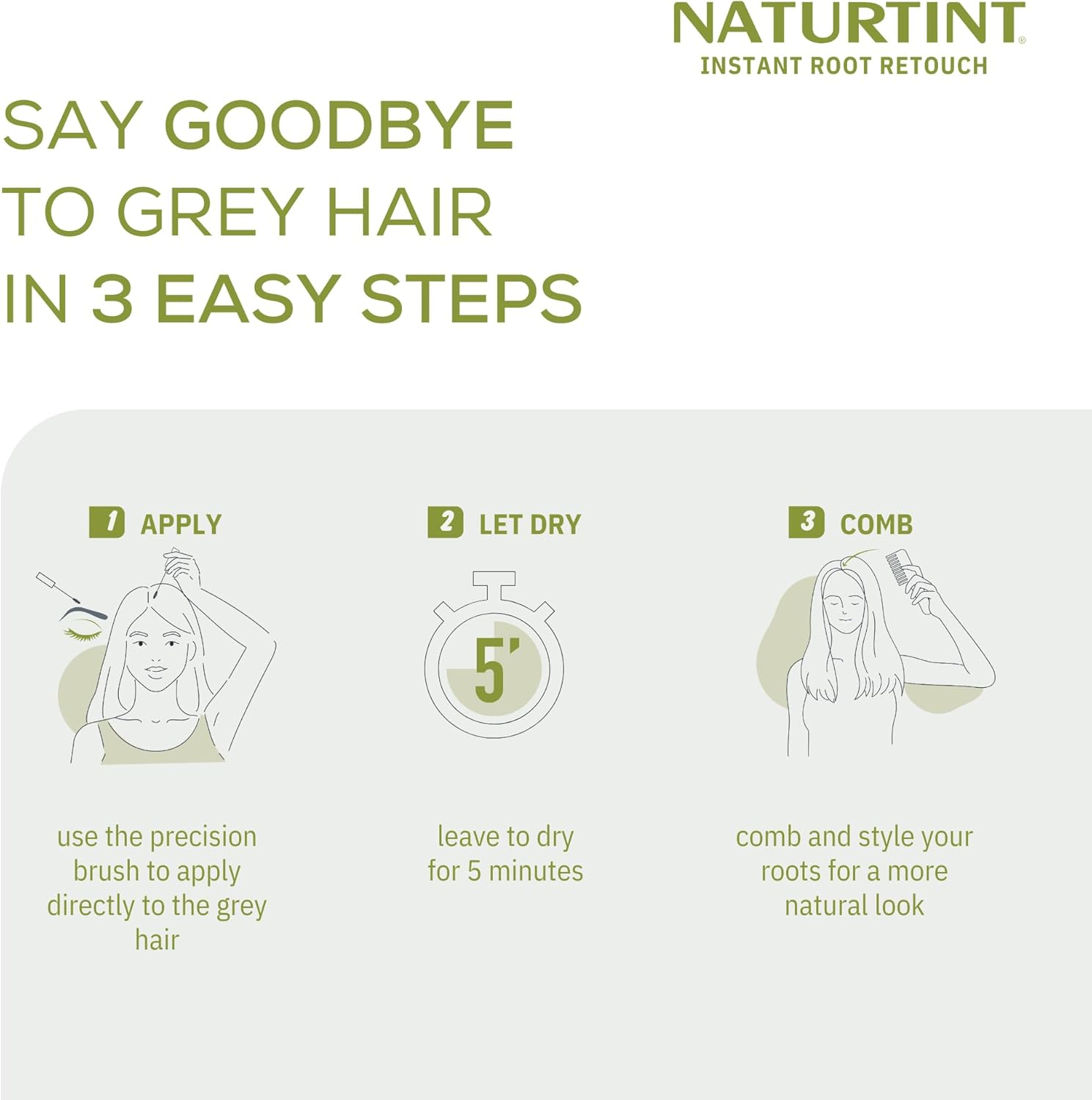 Naturtint Instant Root Retouch | Temporary Grey Hair Touch-Up for Roots and Eyebrows | Practical and Comfortable Thanks to the Brush | 98.5% Natural Ingredients | Light Brown | 10 Ml image number 5
