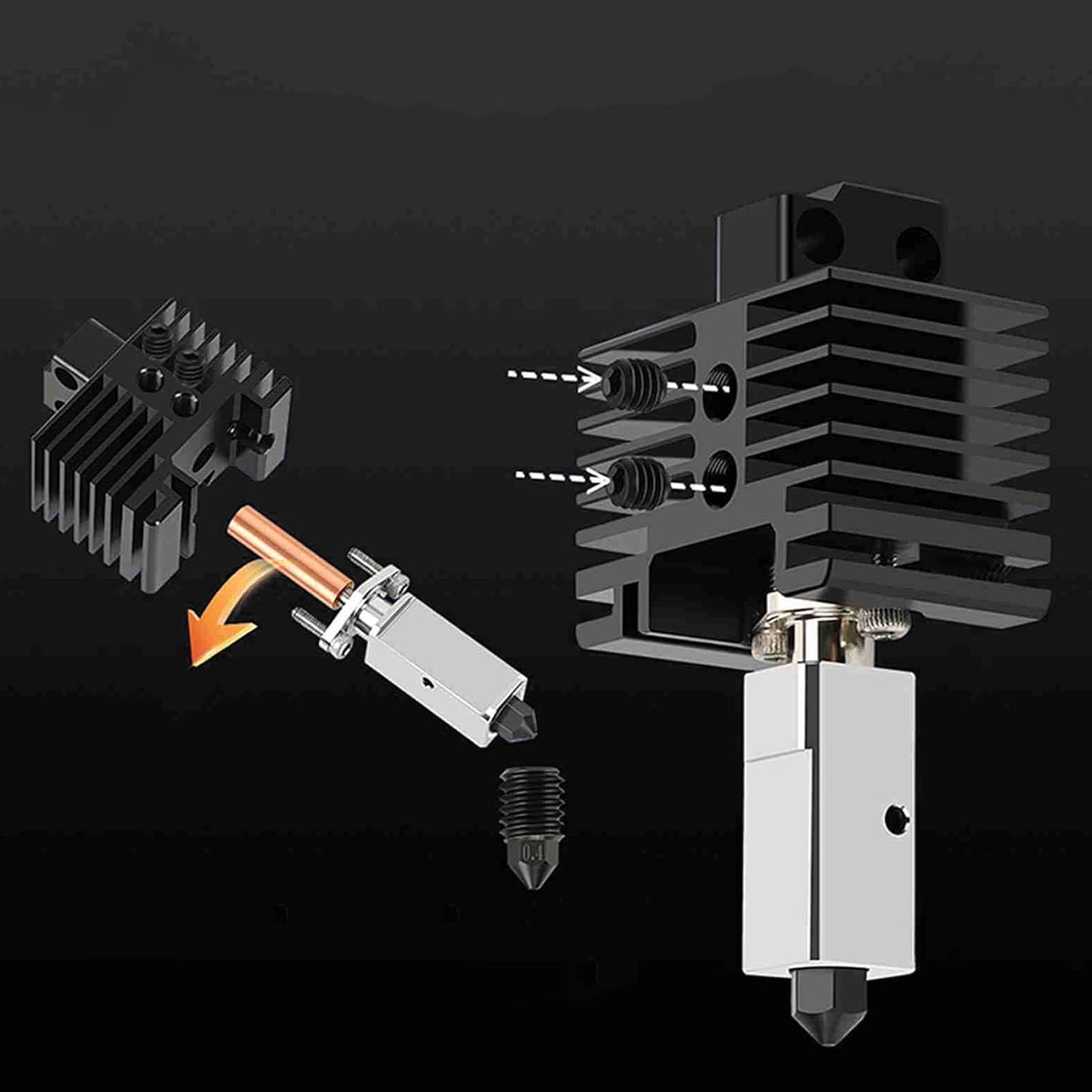 Upgrade Hotend Kit for Lab 3D Printer, 0.2MM Removable Hardened Steel Nozzle Extruder Hot End with Cooling Fan, Heating Block and Nozzle for Lab 3D Printer image number 3
