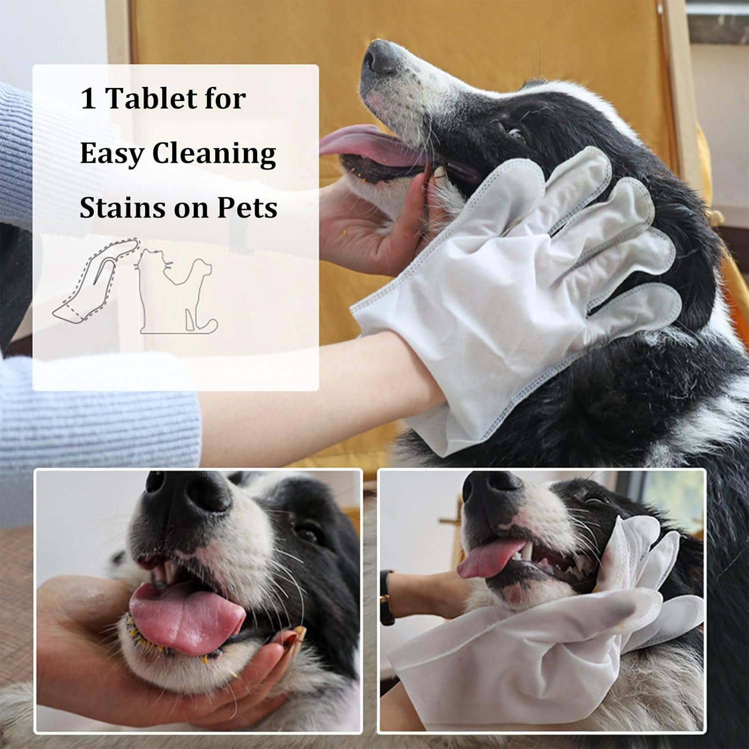 No-Rinse Pet Cleaning Gloves &ndash; Lick-Safe Grooming Wipes Gloves for Cats & Dogs &ndash; Soft Disposable Bath Mitts for Daily Fur Care &ndash; Fragrance-Free image number 5