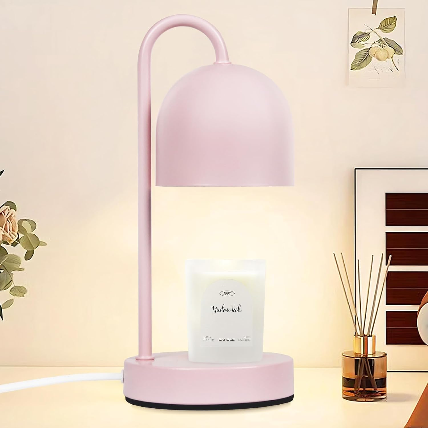 Yudoutech Dimmable Candle Warmer Lamp - Copper Metal Candle Wax Warmer with 2 * 50W Bulbs, Timer & Dimmer, Perfect for Bedroom and Living Room Decor image number 5