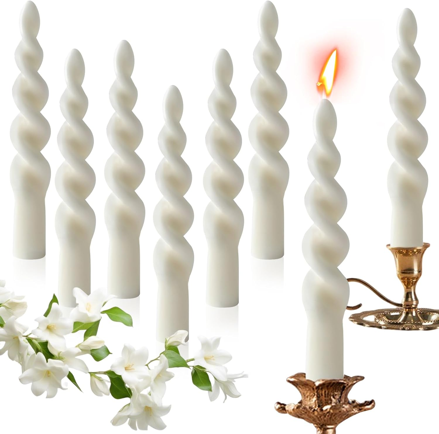 Screw Candle - White Colour - Set of 6 in Box - Decorative Household Candles - Burning Time 7 Hours - French Vanilla Floral - Natural Plant Wax - without Palm Oil image number 5