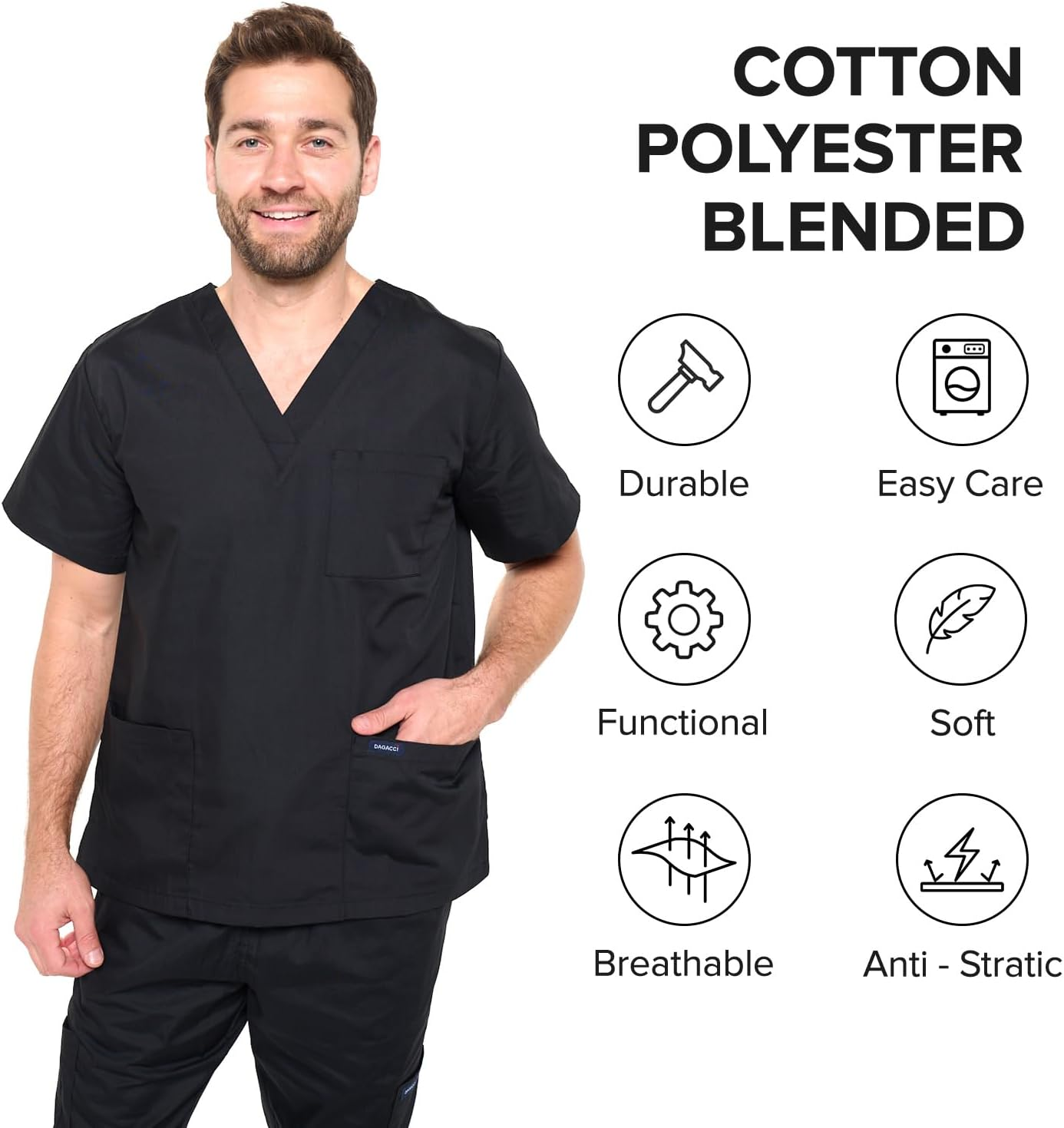 Dagacci Scrubs Medical Uniform Women and Men Unisex Scrubs Pants Medical Scrubs Pants image number 3