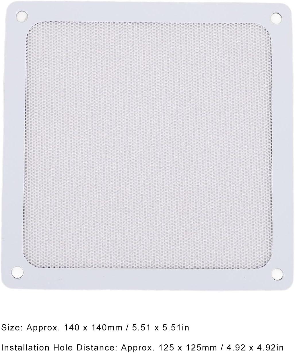 Dust Filter PC 140Mm for PC Cooler Fan, Magnetic Frame PC Fan Dust Mesh PC Cooler Filter, Dustproof Computer Fan Grills (White)