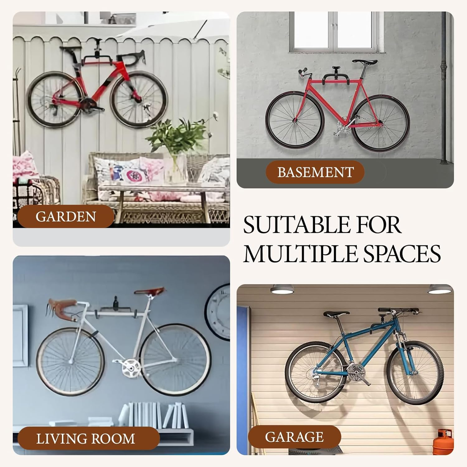 Bike Hanger Wall Mount, Bicycle Indoor Storage Rack, Hanger Indoor Bike Holder Retractable Frame, Cycling Holder Hook, Frame with Straps and Simple Wrench, for Mountain Hybrid Road Bikes image number 6