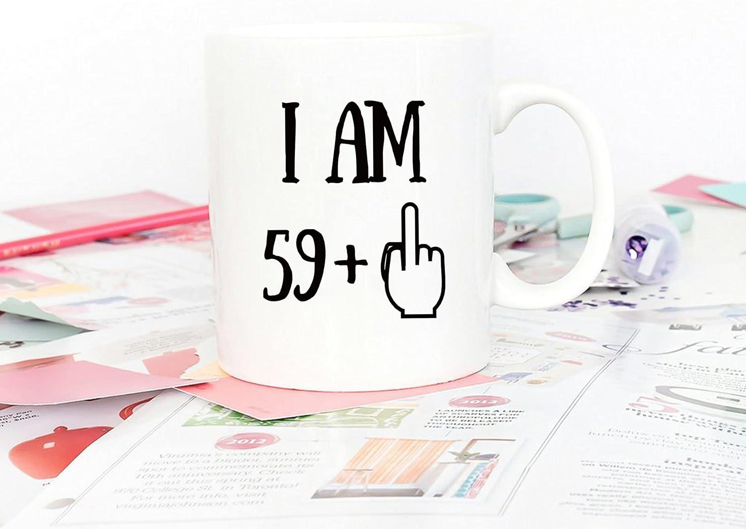 5Aup Funny 60Th Birthday Coffee Mug, I Am 59 + 1 Best Gag 60Th Birthday Gifts for Him Her Coworker Friend Cup White, 11 Oz image number 5