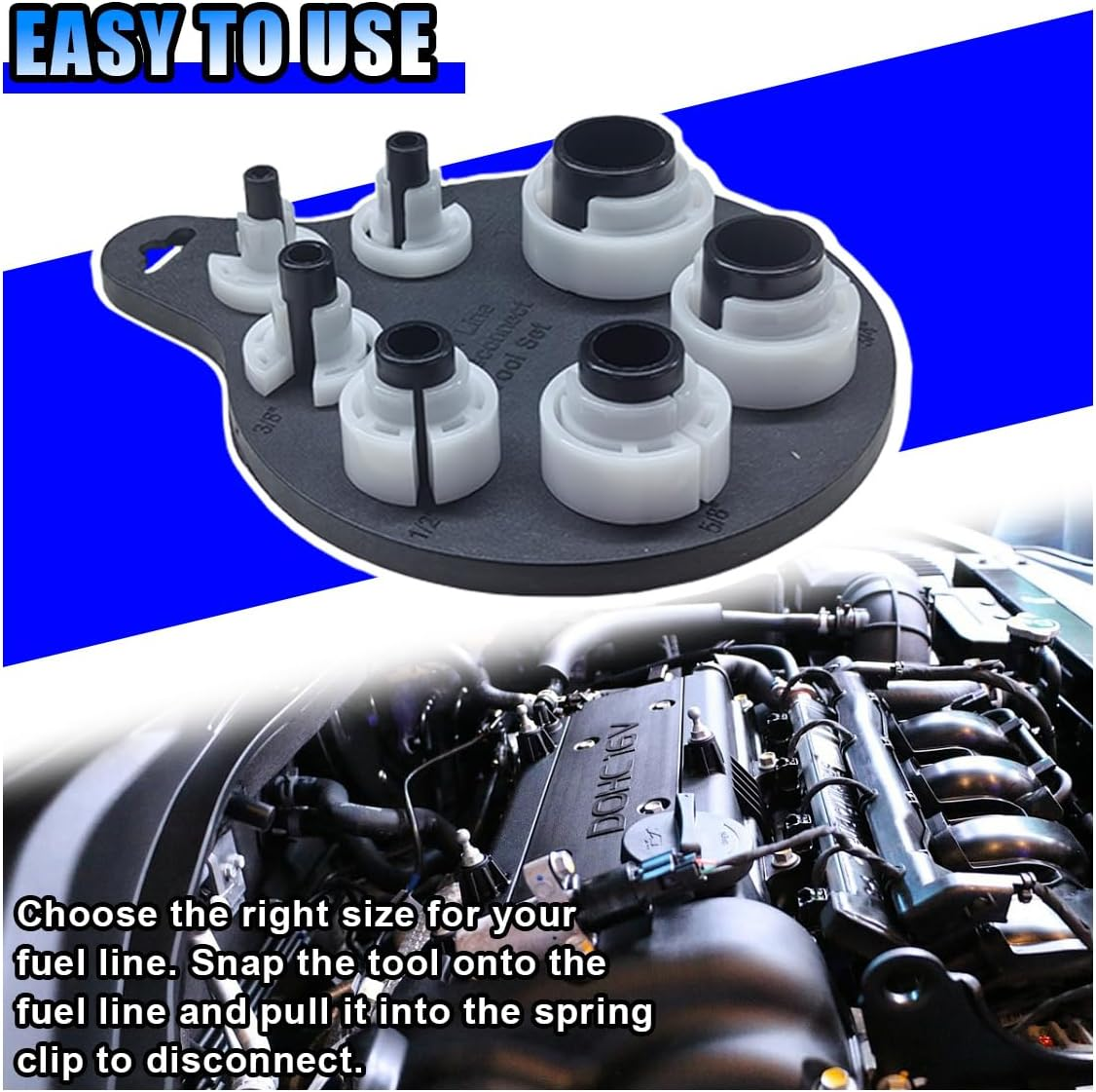 BDZMC Air Conditioner and Fuel Line Quick Disconnect Tool Kit, 1/4-7/8In Plastic Automotive Ac/Gas Quick Cut Sleeves, 7 SAE Standard Sizes for Multiple Applications image number 2