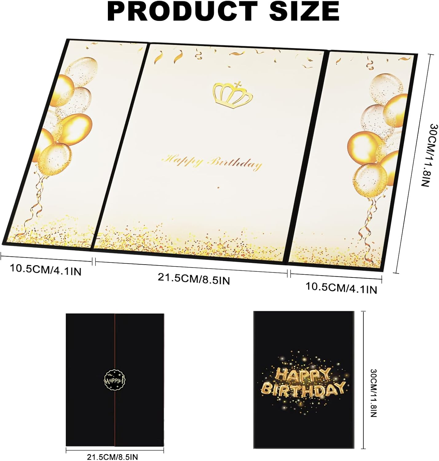 ZSYTZL Black Gold Happy Birthday Decorations Party Decorations Birthday Card Birthday Guest Book,Happy Birthday Signature Guest Book Party Supplies for Men Women Suitable for All Ages Birthday Gifts image number 2