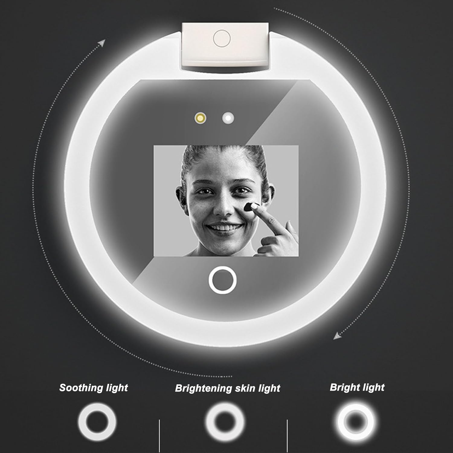 Yunir UV Mirror Sunscreen Testing Camera, 2X Magnification Lighted Travel Makeup Mirror with Rechargeable, round 3.5Inch Pocket Mirror with Folding for Outdoor image number 2