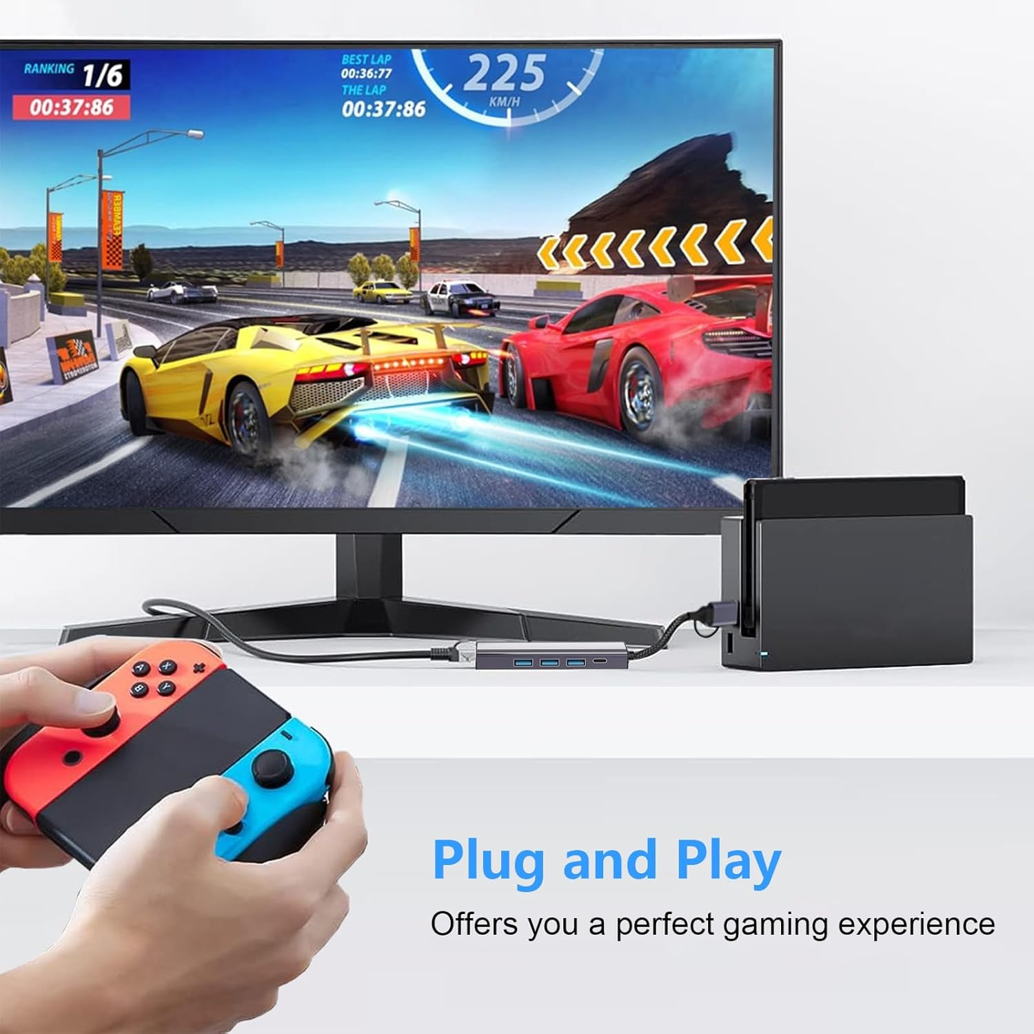 5-In-2 USB C to Ethernet Adapter 1000Mbps with 3*USB 3.0 & 1*USB C, USB 3.0 to RJ45 Gigabit LAN Network Adapter Nylon Braided & Aluminum Alloy Ethernet Hub for PS4/5, Ipad, Macbook, Surface, Dell XPS image number 5