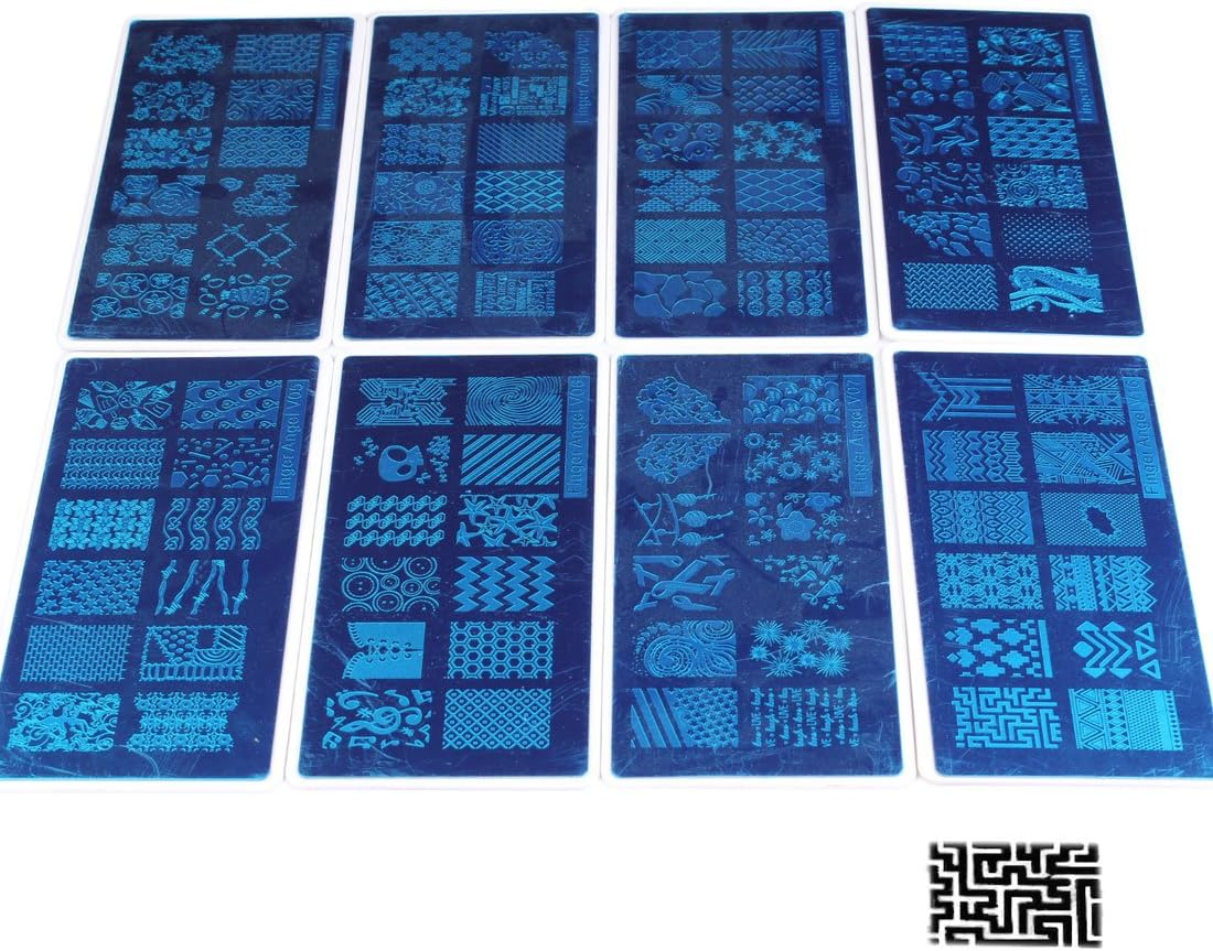 16Pcs Different Design Nail Art Stamping Plates with White Holder Nail Template + 1 Pcs Square Green Rubber Stamper DIY Nail Art Image Stamp Plates Manicure Template Nail Art Tools image number 1